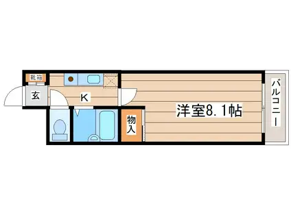 テルシノ北仙台(1K/1階)の間取り写真