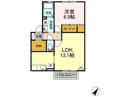 ショーカル A棟(1LDK/2階)の間取り写真