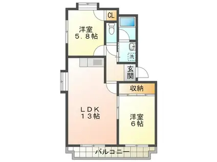 シャルマン(2LDK/1階)の間取り写真