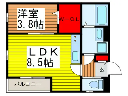 ルチア東風(1LDK/3階)の間取り写真