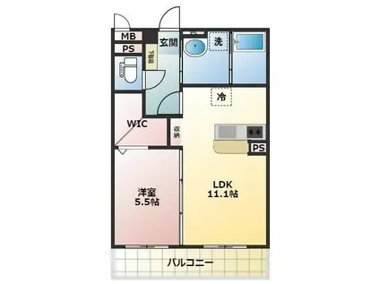 プレジャー希(1LDK/2階)の間取り写真
