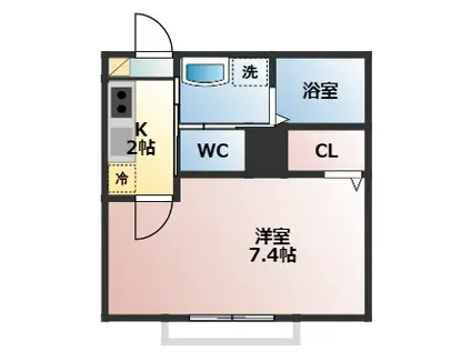 アプレストパピン(1K/2階)の間取り写真