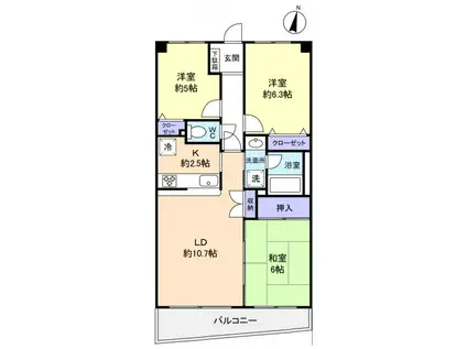 モンテローザ緑が丘(3LDK/1階)の間取り写真