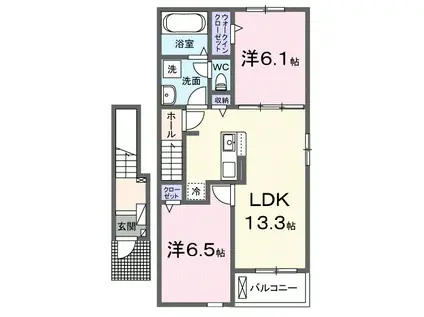 メゾンルミネ 隅田 I(2LDK/2階)の間取り写真
