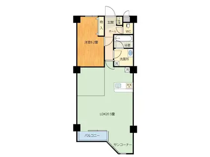 ヴィラ・フェリア伊東(1LDK/2階)の間取り写真