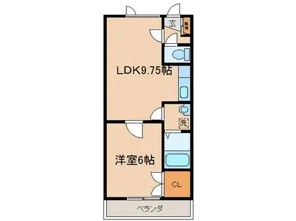 メゾンプティパラディ(1LDK/2階)の間取り写真