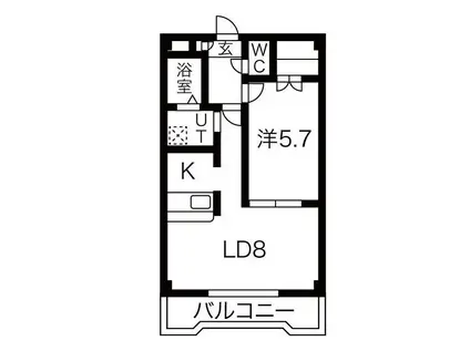 メロン宇佐美(1LDK/3階)の間取り写真