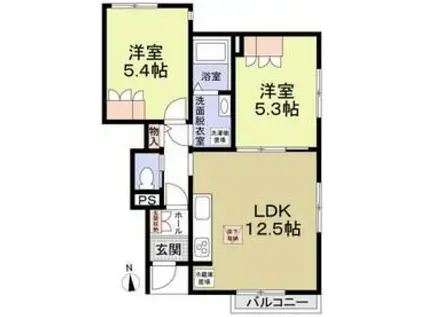 ドゥーバトウ(2LDK/1階)の間取り写真