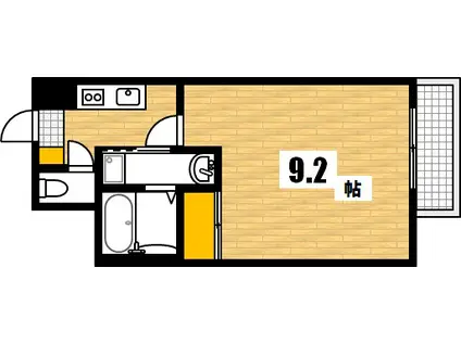 エイトバレー40平和大通(1K/6階)の間取り写真