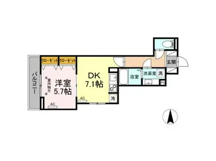 セレスティア扇II(1DK/1階)の間取り写真