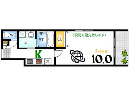スリジエ南千田(1K/1階)の間取り写真