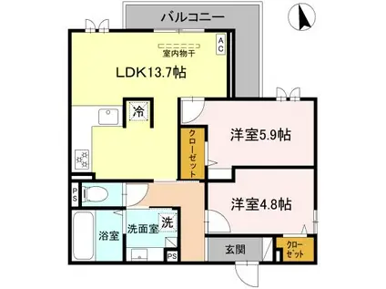 FIELD COURT(2LDK/3階)の間取り写真