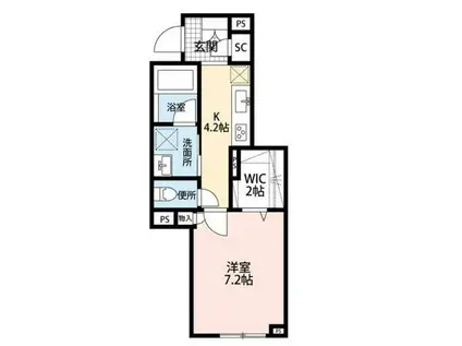 サンドミール(1K/1階)の間取り写真