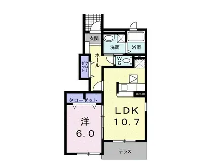 ベルマルシェB(1LDK/1階)の間取り写真