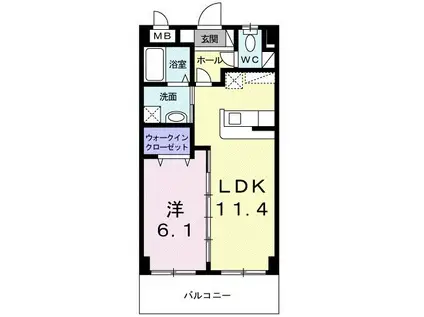 バームオーシャン(1LDK/4階)の間取り写真