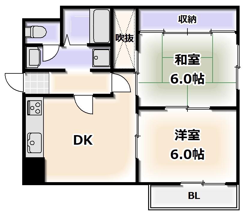 丸元仲ビル(2DK/3階)の間取り写真
