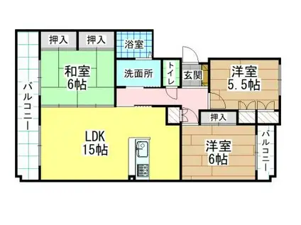 REZIA苅田 D棟(3LDK/1階)の間取り写真