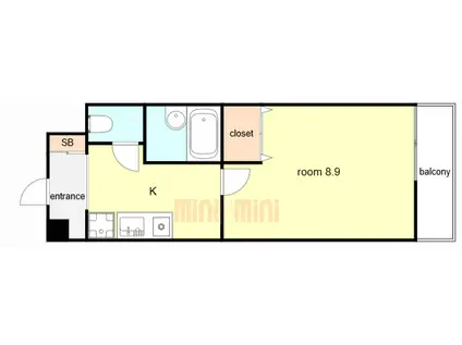 アルビオン新北野(1K/2階)の間取り写真