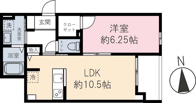 高砂3丁目パレス(1LDK/2階)の間取り写真