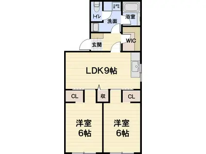 大藪ハイツ(2LDK/3階)の間取り写真