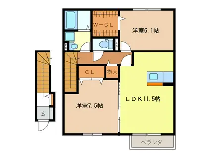 ソフィアコート(2LDK/2階)の間取り写真