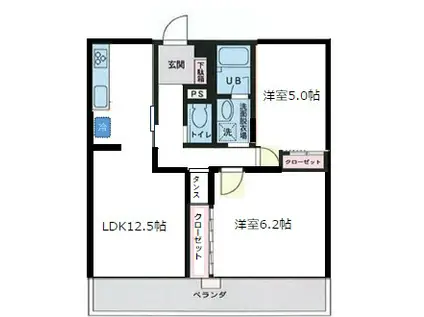 メゾンド六番町(2LDK/4階)の間取り写真