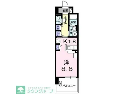 オーベルコート(1K/2階)の間取り写真