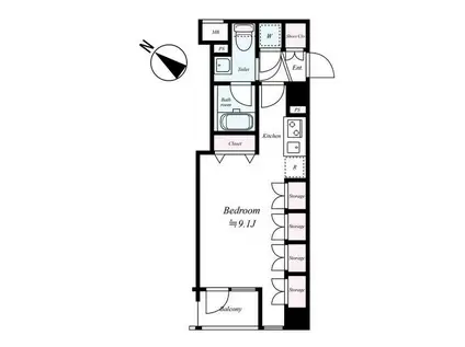 エルフラット板橋(ワンルーム/2階)の間取り写真
