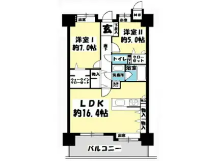 ファーネスト東公園(2LDK/5階)の間取り写真
