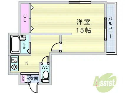 メゾンド瀬川公園(1K/2階)の間取り写真