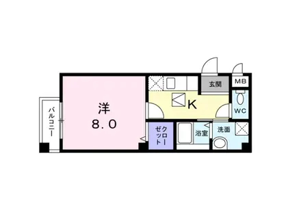 ＪＲ山陰本線 円町駅 徒歩13分 2階建 築18年(1K/1階)の間取り写真
