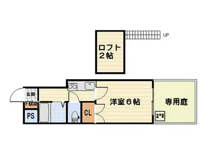 オレンジハウス坪井(1K/1階)の間取り写真