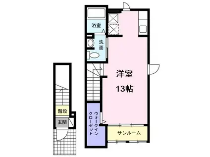 リヴェール(ワンルーム/2階)の間取り写真