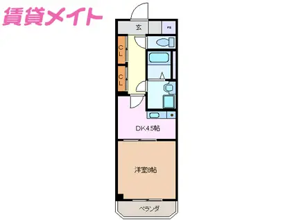 DIVINE LIGHT(1DK/1階)の間取り写真