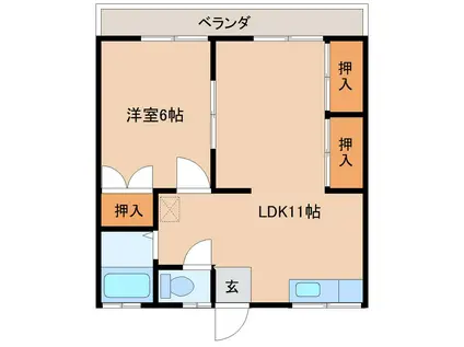 聖ハイツ第1(1LDK/2階)の間取り写真