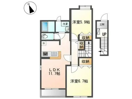 バードヴェール(2LDK/2階)の間取り写真