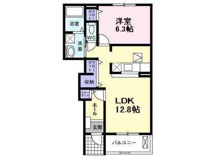 シャルムTW(1LDK/1階)の間取り写真
