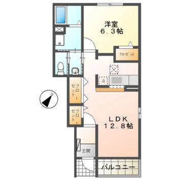 レクサス共栄E(1LDK/1階)の間取り写真