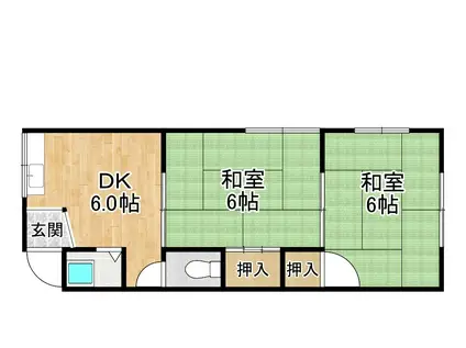 パープルマンションII(2DK/4階)の間取り写真