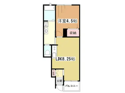 シティハイツ小山II(1LDK/1階)の間取り写真