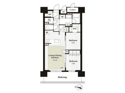 グランレアいいねタウン瑞穂(2LDK/2階)の間取り写真