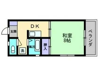 ヴィラ二葉の里(1K/2階)の間取り写真