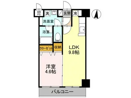 南越谷しののめ(1LDK/3階)の間取り写真