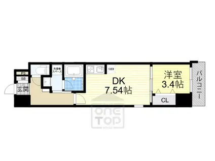 リブネスコート江坂Ⅱ(1DK/8階)の間取り写真