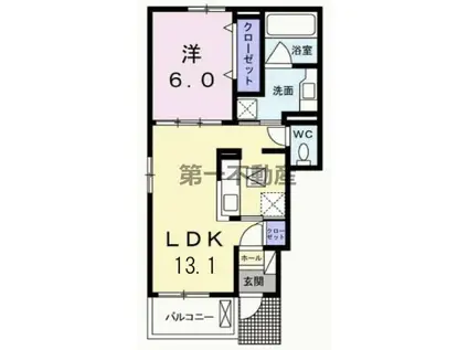 ノール・テリトワールII(1LDK/1階)の間取り写真