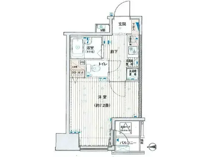 プレールドゥーク神田(1K/8階)の間取り写真