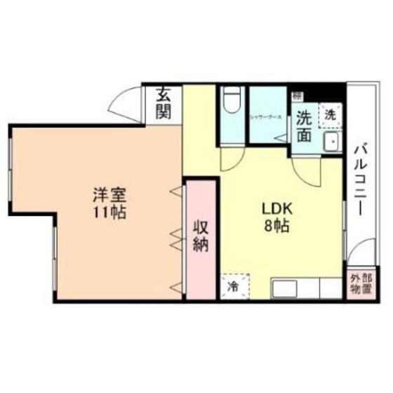 館出マンション(1LDK/2階)の間取り写真