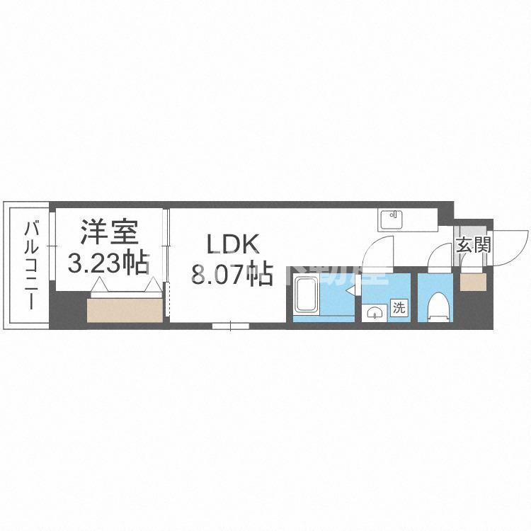コートエスト都島(1LDK/6階)の間取り写真