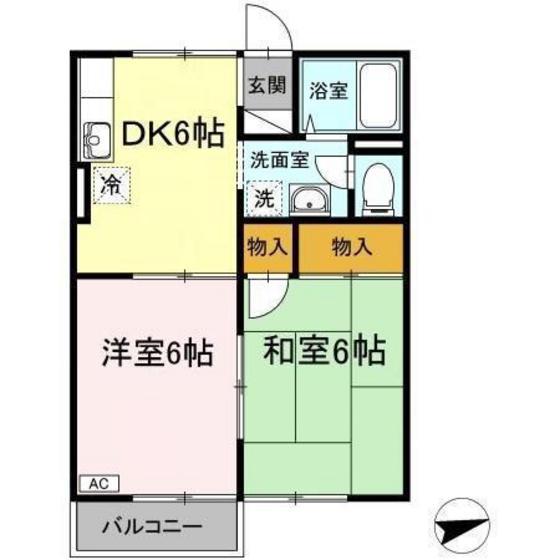 桜コーポ(2DK/2階)の間取り写真