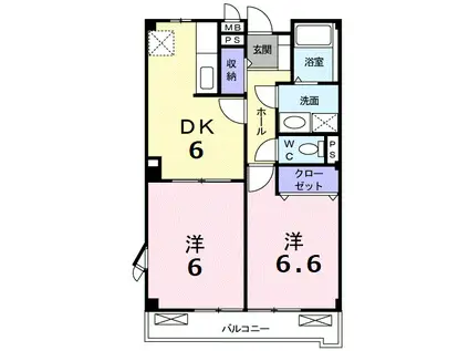 ヌーベル オーブA(2DK/2階)の間取り写真